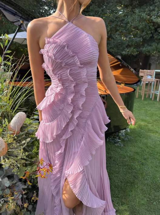 Wedding Guest Halter Draped Maxi Dress | Mira 9