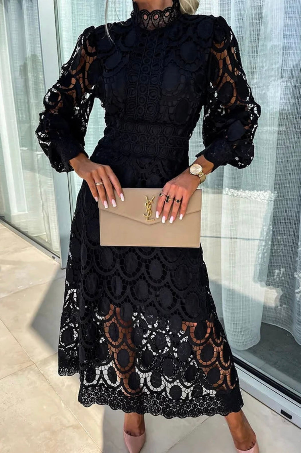 Wedding Guest Lace Midi Sleeveless Dress with Delicate Detailing | Mira 3